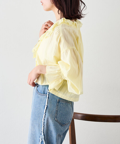 w closet（ダブルクローゼット）の「コットンレースブラウス（シャツ/ブラウス・レディース・オフホワイト/ピンク/イエロー・FREE）」の14枚目の写真