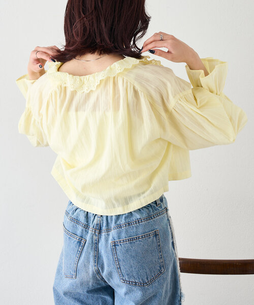 w closet（ダブルクローゼット）の「コットンレースブラウス（シャツ/ブラウス・レディース・オフホワイト/ピンク/イエロー・FREE）」の16枚目の写真