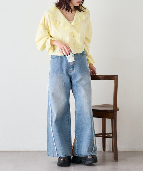 w closet（ダブルクローゼット）の「コットンレースブラウス（シャツ/ブラウス・レディース・オフホワイト/ピンク/イエロー・FREE）」の18枚目の写真
