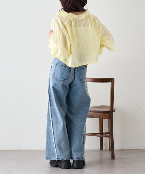 w closet（ダブルクローゼット）の「コットンレースブラウス（シャツ/ブラウス・レディース・オフホワイト/ピンク/イエロー・FREE）」の21枚目の写真