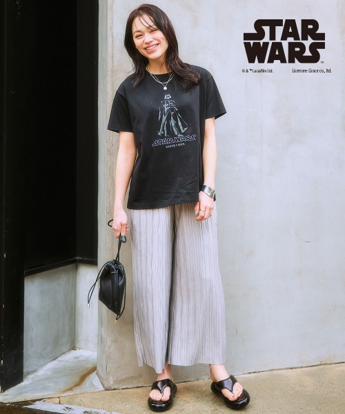 STAR WARS（スターウォーズ）の「＜大きいサイズ＞ STAR WARS/スターウォーズ プリント綿100％Tシャツ（Tシャツ/カットソー・レディース・ブラック/オフホワイト/サンドベージュ・L/LL/3L/4L/5L）」の10枚目の写真