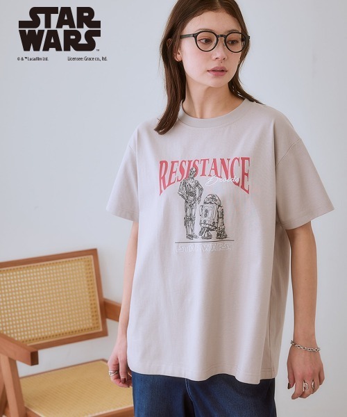 STAR WARS（スターウォーズ）の「＜大きいサイズ＞ STAR WARS/スターウォーズ プリント綿100％Tシャツ（Tシャツ/カットソー・レディース・ブラック/オフホワイト/サンドベージュ・L/LL/3L/4L/5L）」の16枚目の写真
