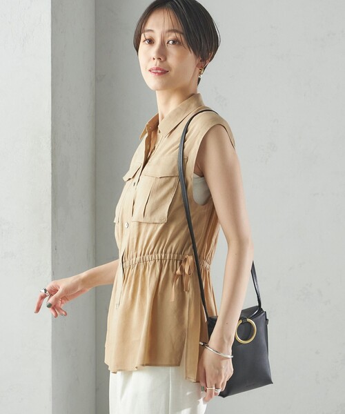セール】〈手洗い可能〉IMPERIAL LINEN Wポケット ノースリーブ
