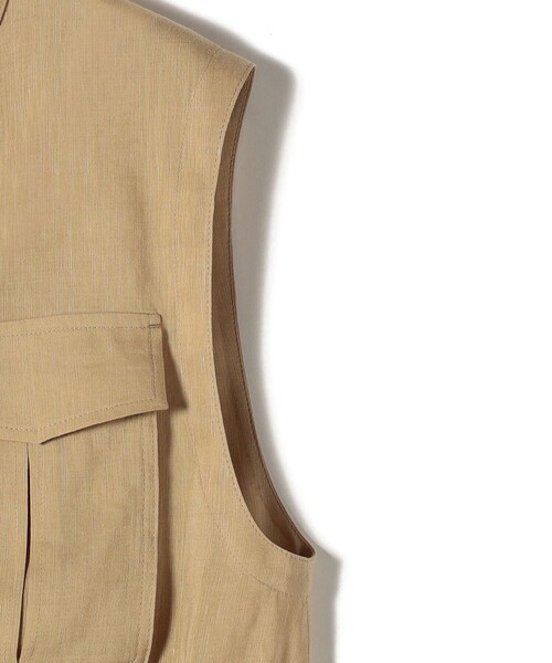 SHIPS(シップス)の「〈手洗い可能〉IMPERIAL LINEN Wポケット ノースリーブ シャツ(シャツ/ブラウス・レディース・ベージュ/ネイビー/オフホワイト・ONE SIZE)」の6枚目の写真