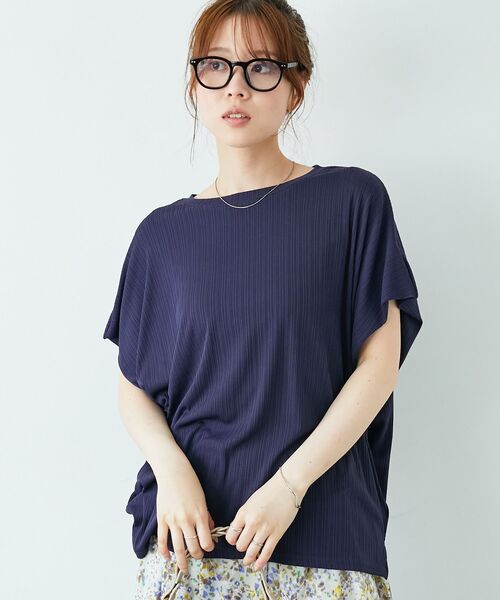 le.coeur blanc(ルクールブラン)の「《WEB限定アイテム》ランダムリブショルダータックプルオーバー(Tシャツ/カットソー・レディース・サックスブルー/ブラック/オフホワイト/ブルー/グレー/イエロー/グリーン/ネイビー・38)」の5枚目の写真