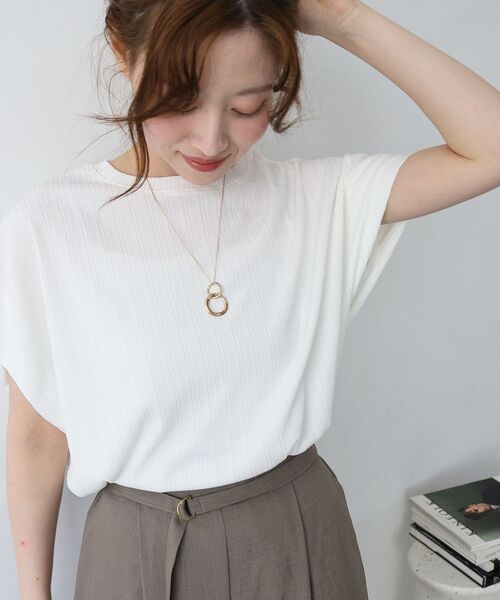 le.coeur blanc(ルクールブラン)の「《WEB限定アイテム》ランダムリブショルダータックプルオーバー(Tシャツ/カットソー・レディース・サックスブルー/ブラック/オフホワイト/ブルー/グレー/イエロー/グリーン/ネイビー・38)」の14枚目の写真