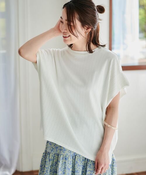 le.coeur blanc(ルクールブラン)の「《WEB限定アイテム》ランダムリブショルダータックプルオーバー(Tシャツ/カットソー・レディース・サックスブルー/ブラック/オフホワイト/ブルー/グレー/イエロー/グリーン/ネイビー・38)」の20枚目の写真