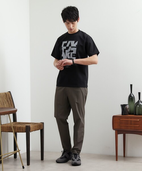 美品　TAKEO KIKUCHI ストレッチ スラックス セール】ハイストレッチ スリム イージーパンツ（スラックス