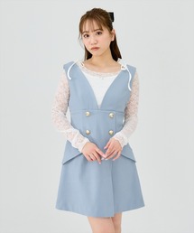 【セットアップ可能】ダブルボタンミニジャンパースカート