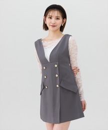 REDYAZEL | 【セットアップ可能】ダブルボタンミニジャンパースカート(ジャンパースカート)