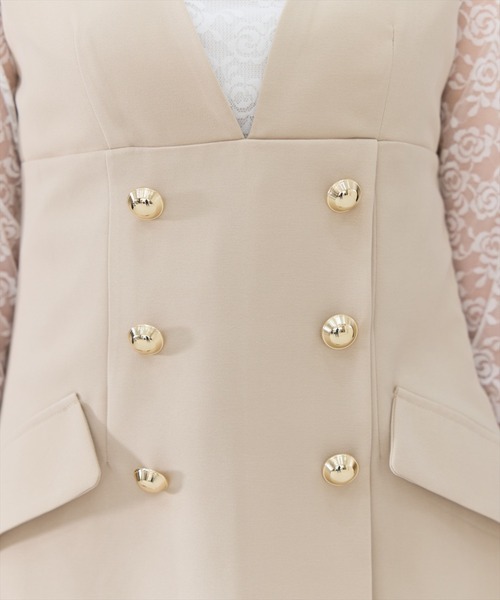 REDYAZEL（レディアゼル）の「【セットアップ可能】ダブルボタンミニジャンパースカート（ジャンパースカート・レディース・ブラック/オフホワイト/サックスブルー・SMALL/MEDIUM）」の8枚目の写真