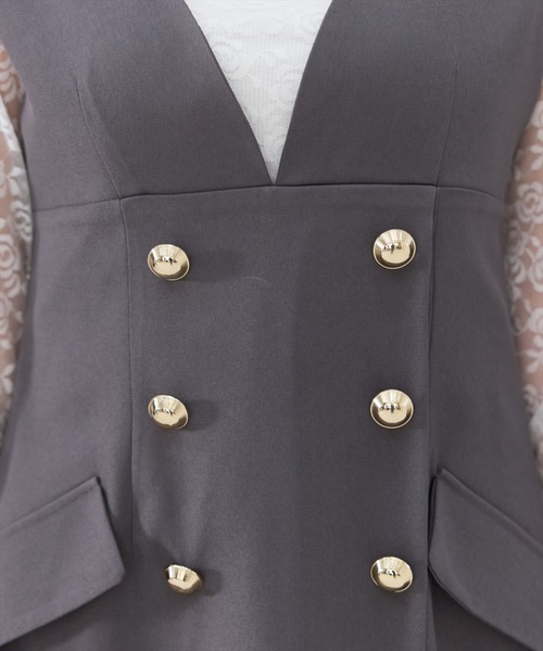 REDYAZEL（レディアゼル）の「【セットアップ可能】ダブルボタンミニジャンパースカート（ジャンパースカート・レディース・ブラック/オフホワイト/サックスブルー・SMALL/MEDIUM）」の15枚目の写真