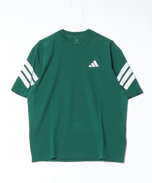 adidas(アディダス)の「アディダス adidas ジム+ スリーストライプス ウーブンポンプカバー(Tシャツ/カットソー・メンズ・ブラック/ダークグリーン/キャメル・M/L/LL/3L)」の1枚目の写真