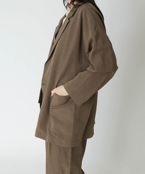 DRESSLAVE(ドレスレイブ)の「B7 / rayon linen relaxy jacket(レーヨンリネンリラクシージャケット)(テーラードジャケット・レディース・グレー/ブラウン・38)」の3枚目の写真