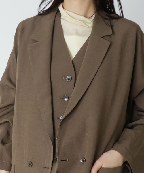 DRESSLAVE(ドレスレイブ)の「B7 / rayon linen relaxy jacket(レーヨンリネンリラクシージャケット)(テーラードジャケット・レディース・グレー/ブラウン・38)」の5枚目の写真