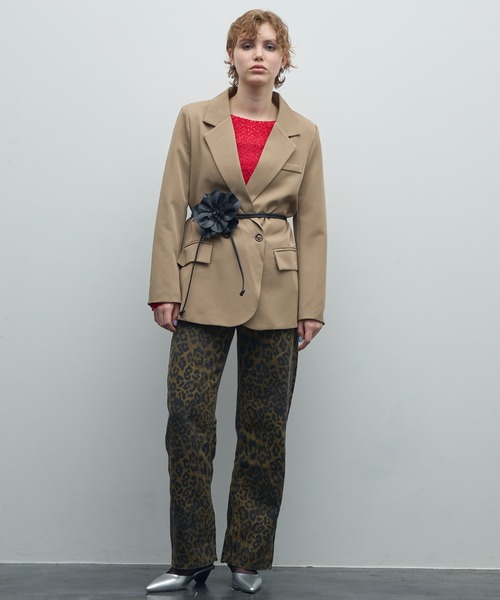 美品✨Ungrid バックデザインリネン混ジャケット スリット ベルト 