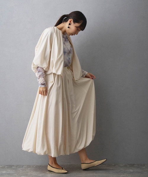 NICOLE white(ニコルホワイト)の「バルーンブルゾン(ブルゾン・レディース・モカ/ブラック/オフホワイト・FREE)」の6枚目の写真