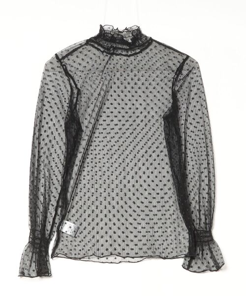 Per sist ence(パーシエンス)の「シースルーフレアスリーブドットカットソー(Tシャツ/カットソー・レディース・ベージュ/ホワイト/ブラック・FREE)」の4枚目の写真