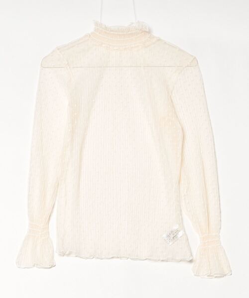 Per sist ence(パーシエンス)の「シースルーフレアスリーブドットカットソー(Tシャツ/カットソー・レディース・ベージュ/ホワイト/ブラック・FREE)」の3枚目の写真