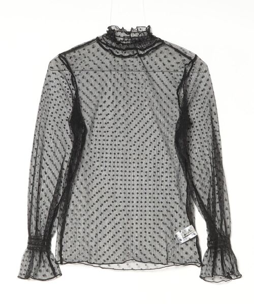 Per sist ence(パーシエンス)の「シースルーフレアスリーブドットカットソー(Tシャツ/カットソー・レディース・ベージュ/ホワイト/ブラック・FREE)」の9枚目の写真