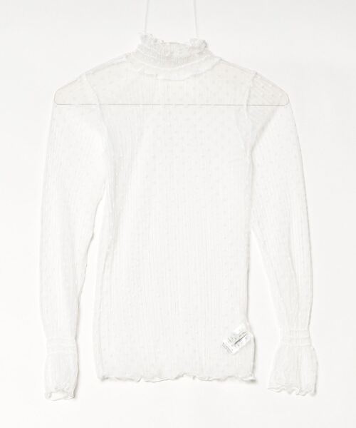 Per sist ence(パーシエンス)の「シースルーフレアスリーブドットカットソー(Tシャツ/カットソー・レディース・ベージュ/ホワイト/ブラック・FREE)」の7枚目の写真