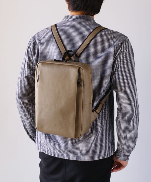 HALEINE（アレンヌ）の「[HALEINE]牛革レザーリュック（バックパック/リュック・レディース・ダークブラウン/ブルー/ブラック/モカ・FREE）」の3枚目の写真