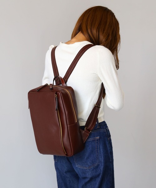 HALEINE（アレンヌ）の「[HALEINE]牛革レザーリュック（バックパック/リュック・レディース・ダークブラウン/ブルー/ブラック/モカ・FREE）」の5枚目の写真
