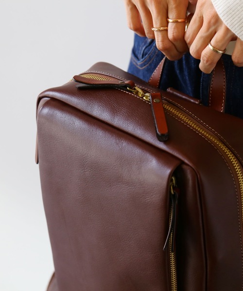 HALEINE（アレンヌ）の「[HALEINE]牛革レザーリュック（バックパック/リュック・レディース・ダークブラウン/ブルー/ブラック/モカ・FREE）」の8枚目の写真