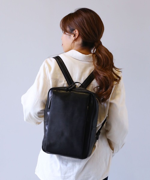 HALEINE（アレンヌ）の「[HALEINE]牛革レザーリュック（バックパック/リュック・レディース・ダークブラウン/ブルー/ブラック/モカ・FREE）」の16枚目の写真