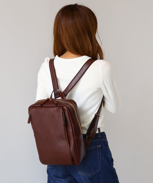 HALEINE（アレンヌ）の「[HALEINE]牛革レザーリュック（バックパック/リュック・レディース・ダークブラウン/ブルー/ブラック/モカ・FREE）」の17枚目の写真