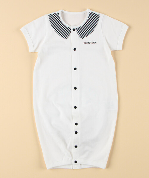 COMME CA ISM（コムサイズム）の「ギンガムチェック おしりパッチロゴ ツーウェイオール（ロンパース・キッズ・ホワイト・60-80cm）」の4枚目の写真
