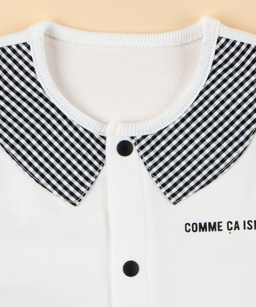COMME CA ISM（コムサイズム）の「ギンガムチェック おしりパッチロゴ ツーウェイオール（ロンパース・キッズ・ホワイト・60-80cm）」の5枚目の写真