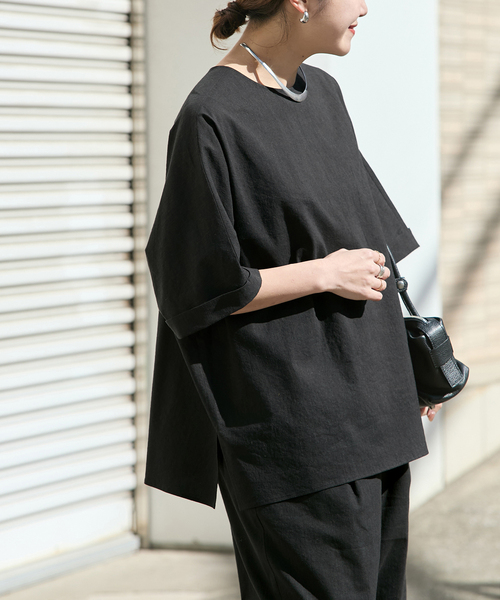 JOURNAL STANDARD(ジャーナルスタンダード)の「ウォッシャブルコットンリネンVISブラウス(シャツ/ブラウス・レディース・キャメル/ダークブルー/ブラック・FREE)」の2枚目の写真