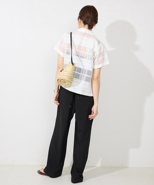 SLOBE IENA（スローブイエナ）の「シアーチェック開襟ブラウス（シャツ/ブラウス・レディース・ベージュ/ホワイト・FREE）」の7枚目の写真