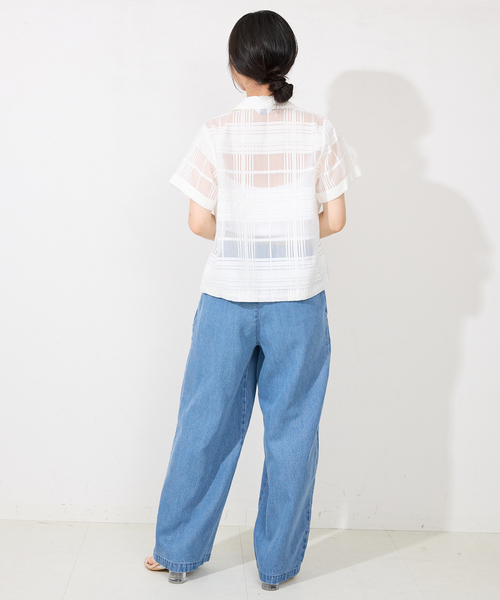 SLOBE IENA（スローブイエナ）の「シアーチェック開襟ブラウス（シャツ/ブラウス・レディース・ベージュ/ホワイト・FREE）」の15枚目の写真