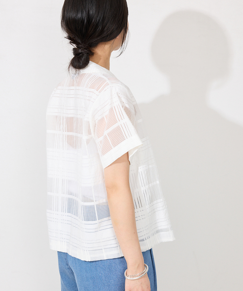 SLOBE IENA（スローブイエナ）の「シアーチェック開襟ブラウス（シャツ/ブラウス・レディース・ベージュ/ホワイト・FREE）」の18枚目の写真