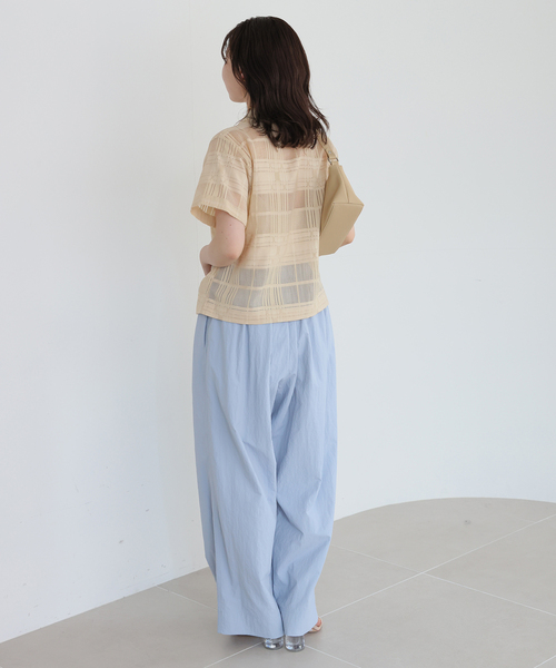 SLOBE IENA（スローブイエナ）の「シアーチェック開襟ブラウス（シャツ/ブラウス・レディース・ベージュ/ホワイト・FREE）」の21枚目の写真