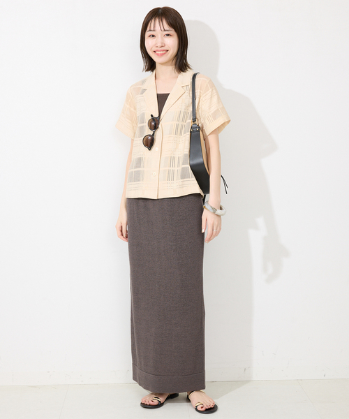 SLOBE IENA（スローブイエナ）の「シアーチェック開襟ブラウス（シャツ/ブラウス・レディース・ベージュ/ホワイト・FREE）」の22枚目の写真