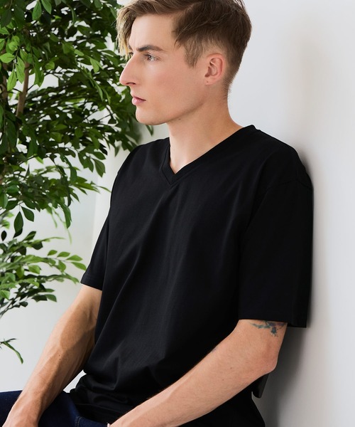 JEANS MATE（ジーンズメイト）の「【汗染みの目立ちにくいTシャツ ZEROSTAIN/ゼロステイン】VネックTシャツ 防汚 ＵＶカット 綿タッチ・厚手（Tシャツ/カットソー・メンズ・ブラック/スミクロ/ホワイト・X-LARGE/LARGE/MEDIUM）」の20枚目の写真