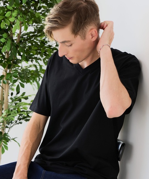JEANS MATE（ジーンズメイト）の「【汗染みの目立ちにくいTシャツ ZEROSTAIN/ゼロステイン】VネックTシャツ 防汚 ＵＶカット 綿タッチ・厚手（Tシャツ/カットソー・メンズ・ブラック/スミクロ/ホワイト・X-LARGE/LARGE/MEDIUM）」の21枚目の写真