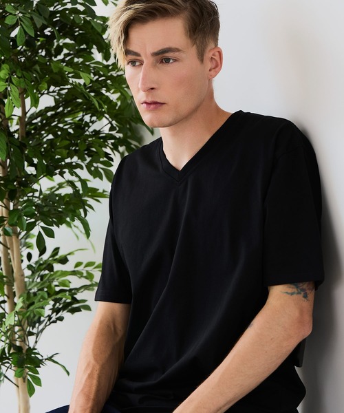 JEANS MATE（ジーンズメイト）の「【汗染みの目立ちにくいTシャツ ZEROSTAIN/ゼロステイン】VネックTシャツ 防汚 ＵＶカット 綿タッチ・厚手（Tシャツ/カットソー・メンズ・ブラック/スミクロ/ホワイト・X-LARGE/LARGE/MEDIUM）」の22枚目の写真