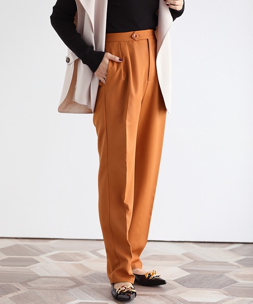 SUNFLOWER EIGHT(サンフラワーエイト)の「フロントタックストレートパンツ(その他パンツ・レディース・ピンク/オレンジ系/ブラック/アイボリー・PS/S/M)」の5枚目の写真