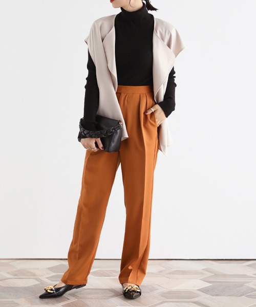 SUNFLOWER EIGHT(サンフラワーエイト)の「フロントタックストレートパンツ(その他パンツ・レディース・ピンク/オレンジ系/ブラック/アイボリー・PS/S/M)」の6枚目の写真