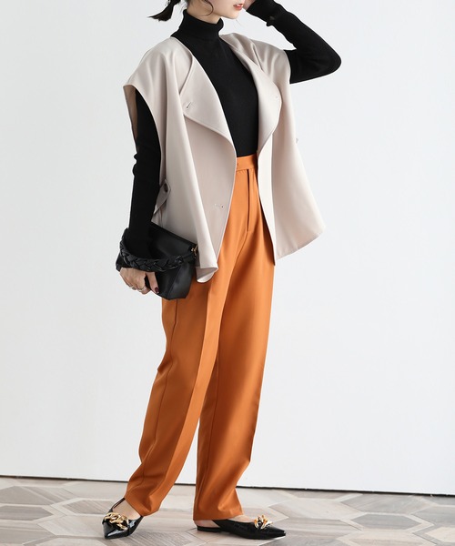 SUNFLOWER EIGHT(サンフラワーエイト)の「フロントタックストレートパンツ(その他パンツ・レディース・ピンク/オレンジ系/ブラック/アイボリー・PS/S/M)」の8枚目の写真