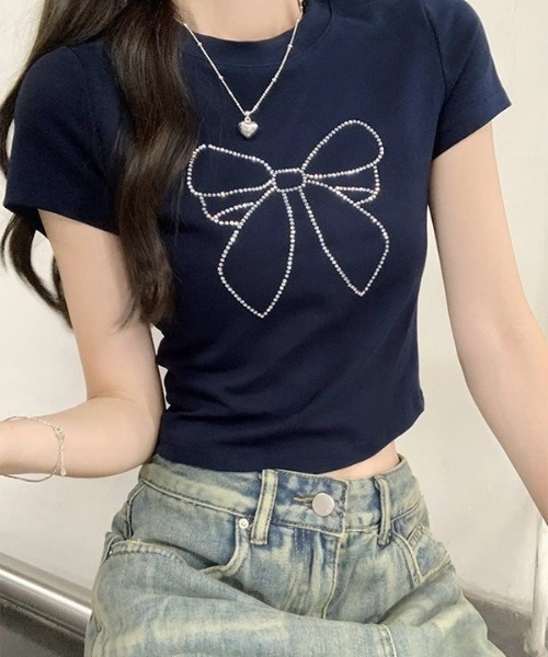 d.i.aラインストーン星モチーフ Tシャツ セール】【LAMPOON】ラインストーンミニTシャツ（Tシャツ