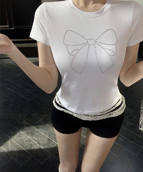 セール】【LAMPOON】ラインストーンミニTシャツ（Tシャツ