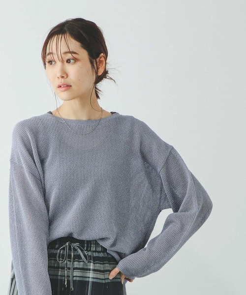 GLOBAL WORK(グローバルワーク)の「洗えるメッシュラメプルオーバー*タンク/288082(ニット/セーター・レディース・チャコール/イエロー/ブルー/アイボリー・MEDIUM/LARGE)」の3枚目の写真