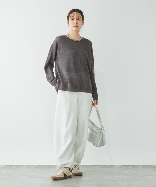 新品タグ付き23区　洗えるストレッチ　ラメ　プルオーバー　ニット GLOBAL WORK ニット セーター 洗えるメッシュラメプルオーバー
