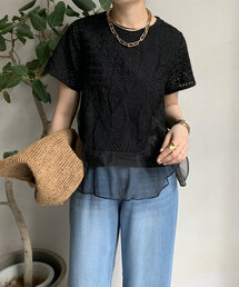 【WEB限定】レース×オーガンジープルオーバー