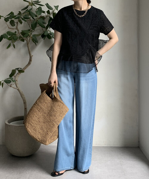 DouDou（ドゥドゥ）の「【WEB限定】レース×オーガンジープルオーバー